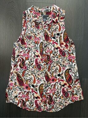 Chelsea & Theodore Sleeveless Paisley Print Rayon Blouse - Medium